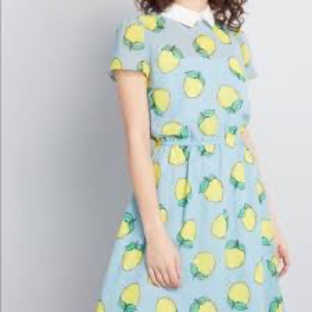 Modcloth lemon Peter Pan color dress lemon sheer size S